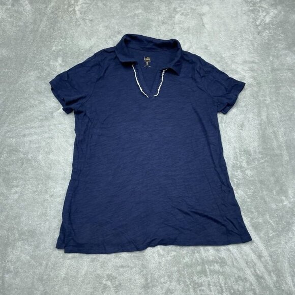 Belle Kim Gravel Womens Navy Collared Shirt Size M Cotton/Modal Blend a0362 - Picture 1 of 7